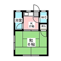 ひだまりの丘 1階1Kの間取り