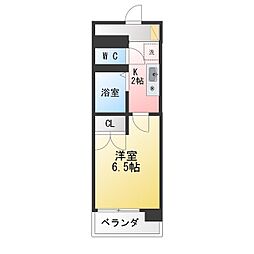 岡地レジデンス月ヶ丘 1Kの間取図画像