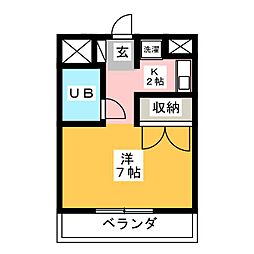 メゾンドール本山 1Kの間取図画像