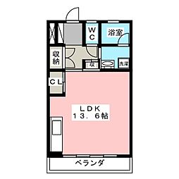 キュベル本山 ワンルームの間取図画像