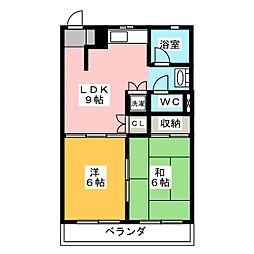 ララトップ本山B 2DKの間取図画像