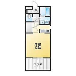 ヒルサイド春里 ワンルームの間取図画像
