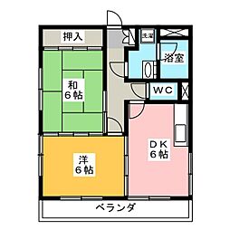 第2加納ハイツ 2DKの間取図画像