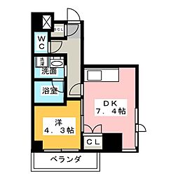 セレニティー東山公園 1DKの間取図画像