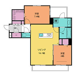 シャーメゾン茶屋ヶ坂 2LDKの間取図画像