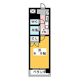 岡地レジデンス月ヶ丘 1Kの間取図画像
