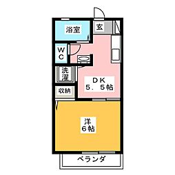 ボナール城山 1DKの間取図画像