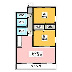ベルホワイト 2LDKの間取図画像