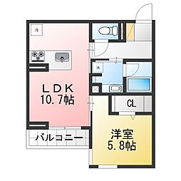 セレスティア唐山町 1LDKの間取図画像