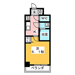 プレサンスTHEMOTOYAMA 1Kの間取図画像