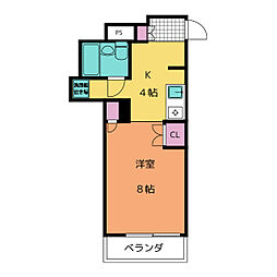 パラシオン東山 ワンルームの間取図画像
