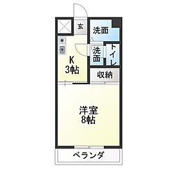 第二末廣ビル 1Kの間取図画像