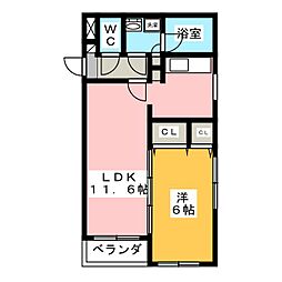 ロイヤル穂波 1LDKの間取図画像