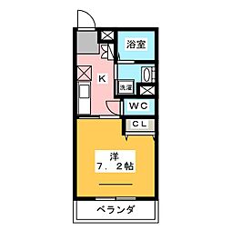 サンハイツ東明 1Kの間取図画像