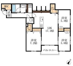 セレニティ本山 3LDKの間取図画像