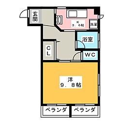 BB鏡池ビル 1Kの間取図画像