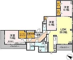 ラ・パージュ本山 3LDKの間取図画像