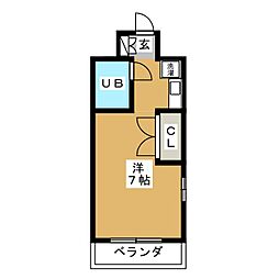 セラヴィアッシュ 6階ワンルームの間取り
