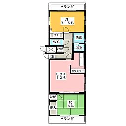 マ・メゾン 1階2LDKの間取り