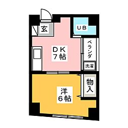 ベルメゾン吹上 4階1DKの間取り