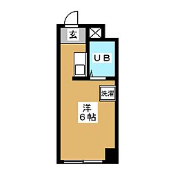 セザール新栄 5階ワンルームの間取り