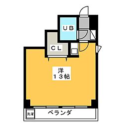 第9ＷＩＮＧ赤萩 3階ワンルームの間取り