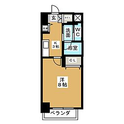 Chateau  Cerulean代官町 6階1Kの間取り