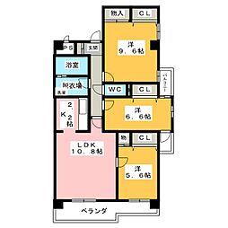 三和ビル 4階3LDKの間取り