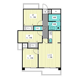 三和ビル 5階3LDKの間取り