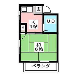 太田ハイツ 5階1Kの間取り