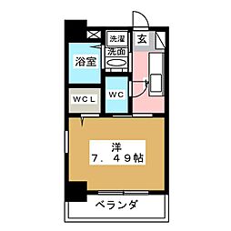 ＵＮＲＯＯＭ 7階1Kの間取り