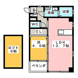 ＱＵＬＩＯ　ＢＬＵＥ 4階1LDKの間取り