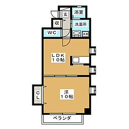 プロビデンス葵タワー 2階1LDKの間取り
