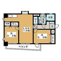 新栄グランドエム 2LDKの間取図画像