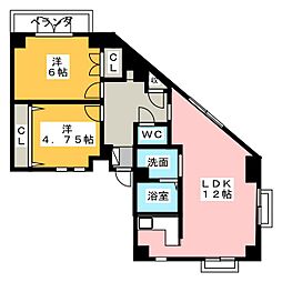 ＳＡＩＮＴ　ＶＡＮ　ＢＬＤ 1階2LDKの間取り