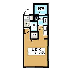 グランディール覚王山 3階ワンルームの間取り