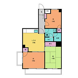 キャトルセゾン田内 4階3LDKの間取り