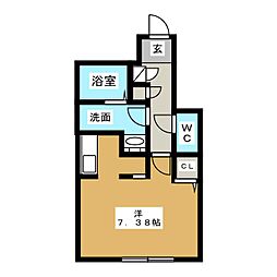 Branche葵 1階ワンルームの間取り