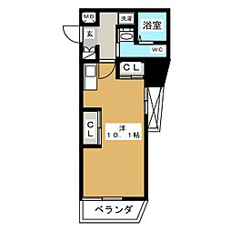 ライブコート千種 4階ワンルームの間取り