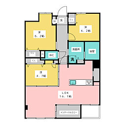 サンメールIMAIKE 4階3LDKの間取り