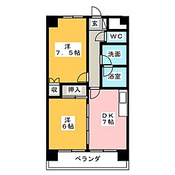 イエローハウス栄 8階2Kの間取り