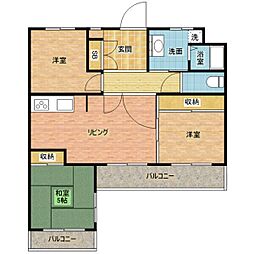 三旺マンション第3新栄 2階3LDKの間取り