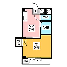 ベルメゾン吹上 1DKの間取図画像