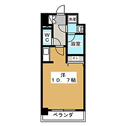 レジディア高岳 6階ワンルームの間取り