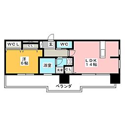 ファーストレジデンス栄 15階1LDKの間取り