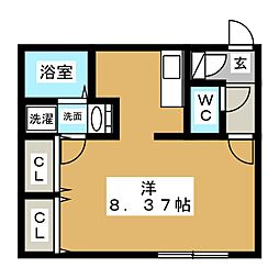 Branche葵 4階ワンルームの間取り