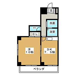 バンブー新栄 6階1DKの間取り