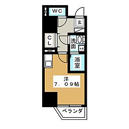 名古屋市営桜通線 車道駅 徒歩5分の賃貸マンション 9階ワンルームの間取り