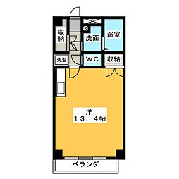 アローン・ノーブルII 4階ワンルームの間取り