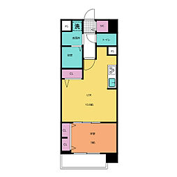 ザ・シンフォニア新栄 12階1LDKの間取り